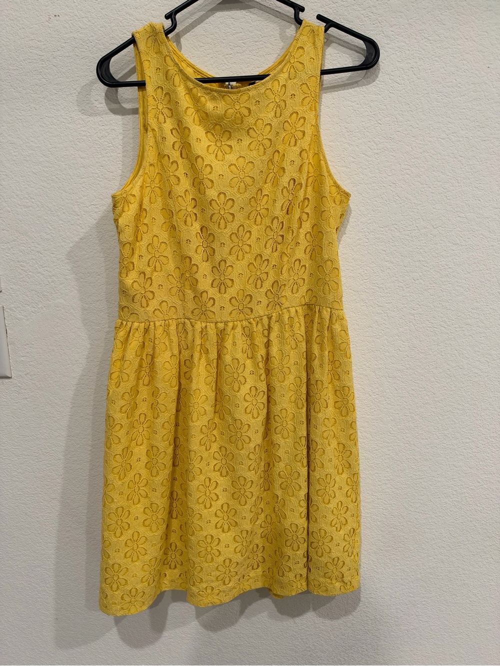 Kensie Bright Yellow Eyelet Floral Sleeveless Dress